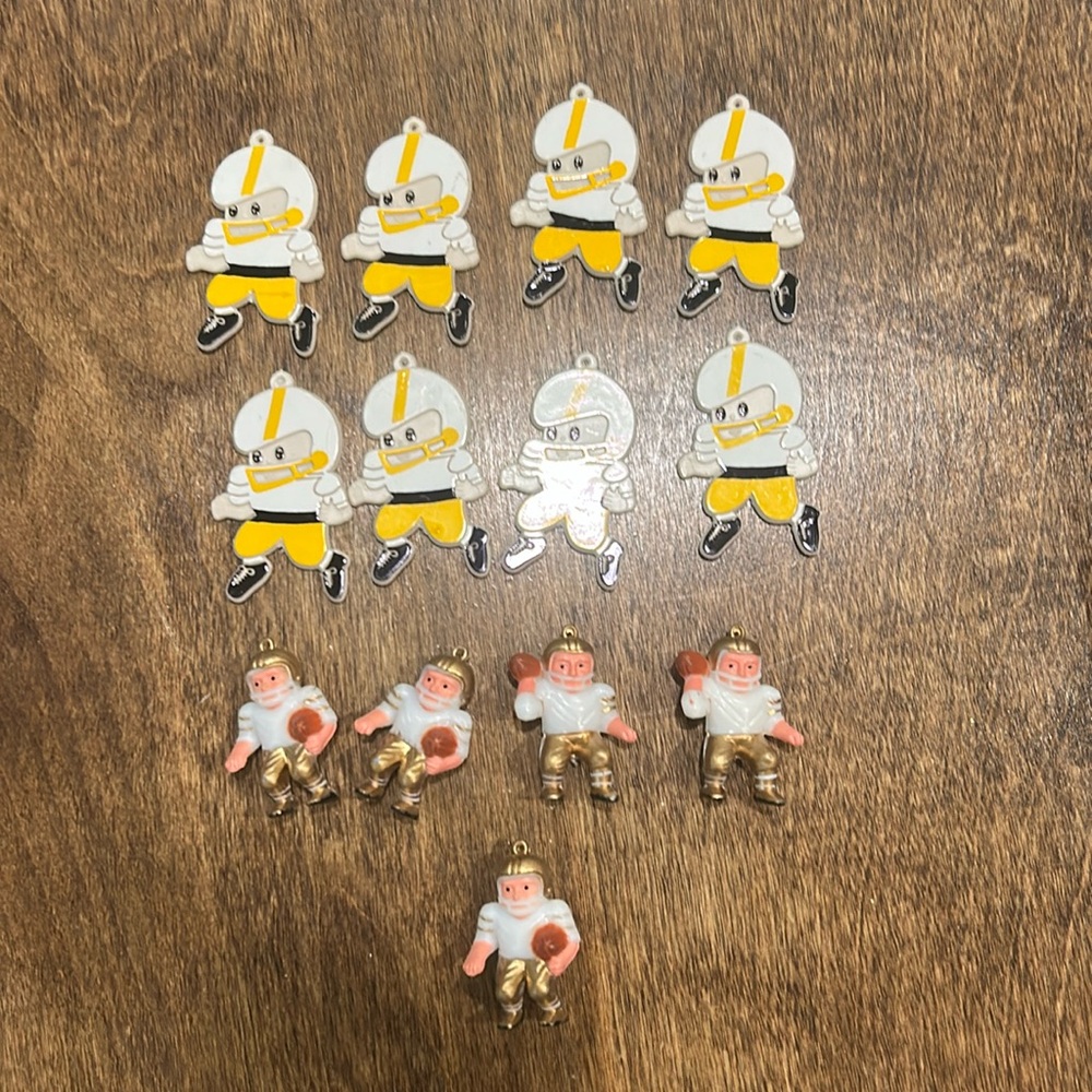 Homecoming Variety Yellow Gold FOOTBALL charms/ trinkets  (13) mums & Garters